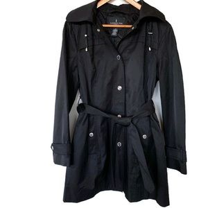 London Fog Water Resistant Black Trench Coat - L